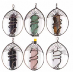 GP Point - Double end Point wrapped in bronze color tree frame in teardrop shape (about 3 inch) - Several Stones Available